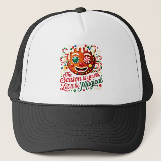 Knuffige Gingerman Winter Muts Kerstkoekje Trucker Pet (Voorkant)