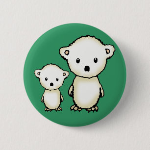 Knuffige IJsberen Knop Ronde Button 5,7 Cm