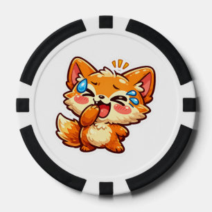 Knuffige Kawaii Oranje Vos Lachende Huilende Traan Poker Chips