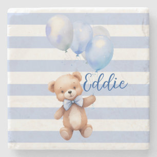 Knuffige Kleine Beer in Blauw Stenen Onderzetter