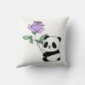 Knuffige pandabeer met paarse roos bloem kussen (Achterkant)