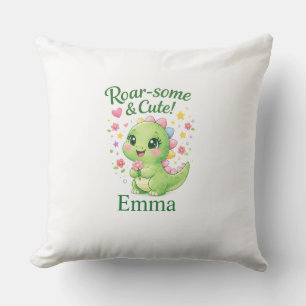 Knuffige Persoonlijke Dinosaur Naam Kussen