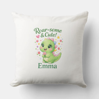 Knuffige Persoonlijke Dinosaur Naam Kussen