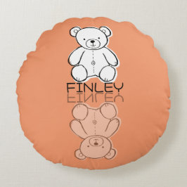 Knuffige Roze Teddybeer Reflectie Doodle Aangepast Rond Kussen