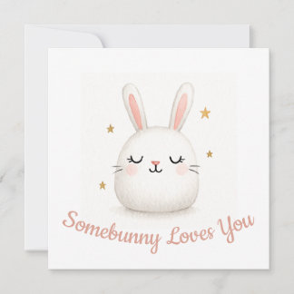 Knuffige Somebunny houdt van jou aanpasbare konijn Feestdagenkaart