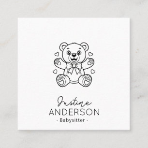 Knuffige Teddybeer Babysit Bedrijfskaart Kite Vierkante Visitekaartje
