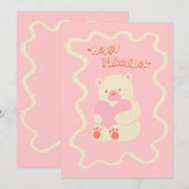 knuffige teddybeer hart gelukkig valentijnsdag kaa feestdagenkaart (Voorkant / Achterkant)