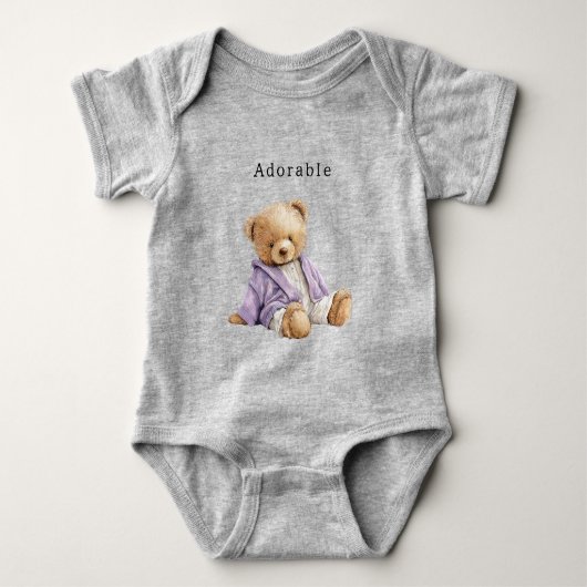 Knuffige Teddybeer Paarse Jas Romper (Voorkant)