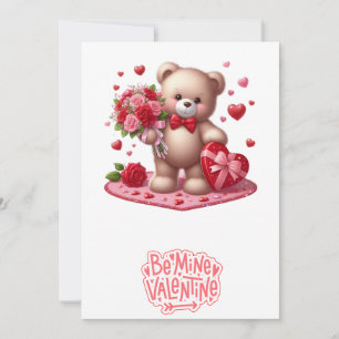 Knuffige teddybeer voor Valentijnsdag Feestdagenkaart