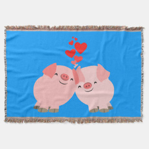 Knuffige Tekenfilm Varkens Verliefd Worp Dekbed Deken