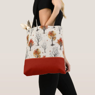 Knus Automne Bomen Botanische Print Kleurblok Draagtas