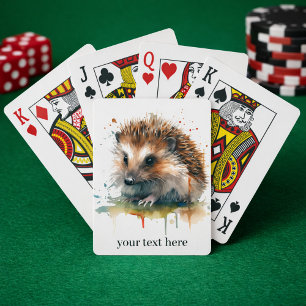 Knus Beestje: Egel in Waterverf, op maat Pokerkaarten