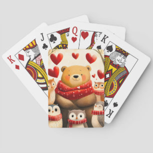 Knus Beren- en Uilenfamilie in de Winterliefde Pokerkaarten