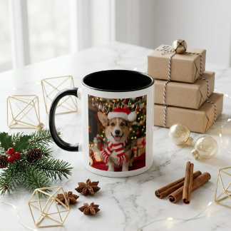 Knus Corgi Kerstman Hoed Kerstmis Tweekleurige Koffiemok