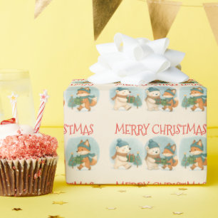 Knus Dieren Inpakpapier Rol Kerstmis