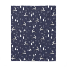 Knus donzen fleece deken met zilveren rendieren