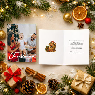 Knus Foto Kerstmis Capybara Retro Warme Chocolade Feestdagen Kaart