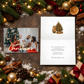 Knus Foto Kerstmis Capybara Retro Warme Chocolade Folie Feestdagenkaart
