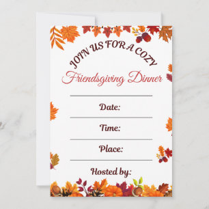Knus Friendsgiving-diner Kunst Kaart