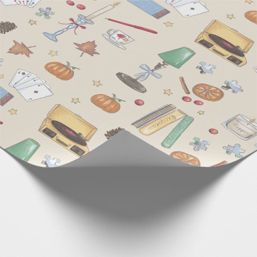 Knus Gemütelijk Herfstweekend Cadeaupapier (Hoek)