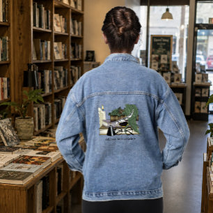 Knus Groene Whimsicale Slapende Draak Boekenliefhe Denim Jacket