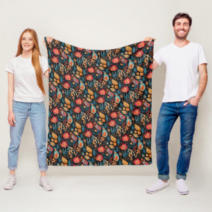 Knus herfst bloemendruk digitaal volkskunst fleece deken