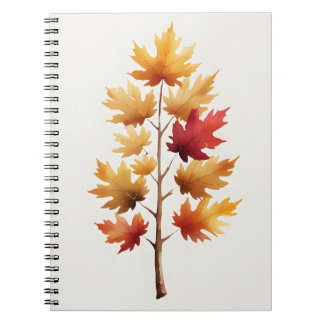 Knus herfst esdoorn boom aquarel spiraal notitiebo notitieboek