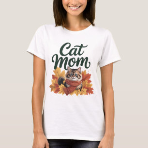 Knus herfst kat mama T-shirt Cute Fall Kat met S