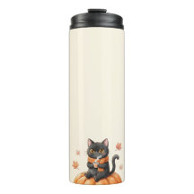 Knus herfst zwarte kat Kawaii pompoen kruiden latt