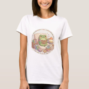 Knus Huisje Kernachtige Kikker Leest Boek Gezellig T-shirt