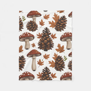 Knus hut-kern Paddenstoelen & Denneappels Babyde Fleece Deken