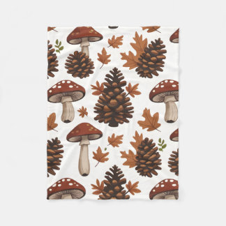 Knus hut-kern Paddenstoelen & Denneappels | Babyde Fleece Deken