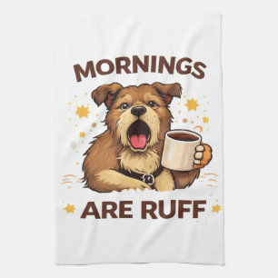 Knus illustratie van een hond theedoek
