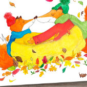 Knus Ingepakte Herfst Vossen  Briefkaart