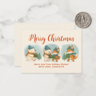 Knus Kerst Dieren Lief Kerstkaart Notitiekaartje