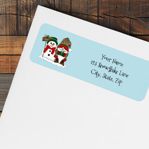 Knus Kerst Kabouter Sneeuwman Winter Vakantie Scha Etiket