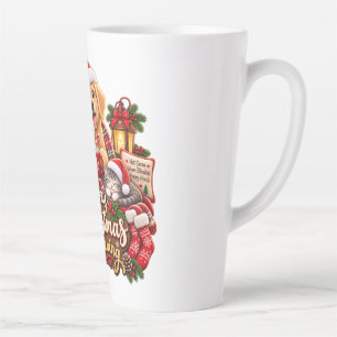 Knus Kerst Ochtend Goud Retriever & Kat Heet Latte Mok