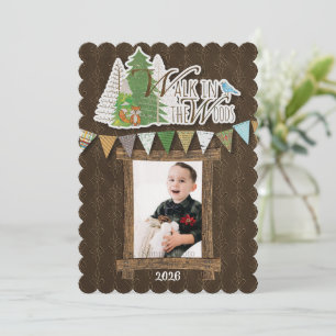 Knus Kerstkaart Bruin Ornamentaal Bos