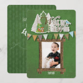 Knus Kerstkaart Groen Chevron Bos Thema (Voorkant / Achterkant)