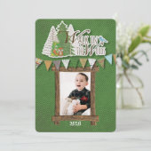 Knus Kerstkaart Groen Chevron Bos Thema (Staand voorkant)