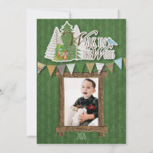 Knus Kerstkaart Groen Ornament Bos
