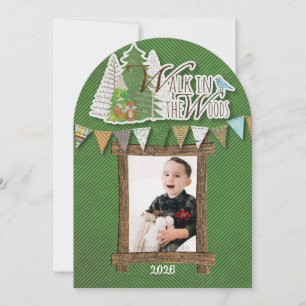 Knus Kerstkaart Woodland Groen Chevron
