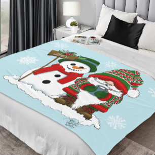 Knus Kerstmnis Kabouter Sneeuwman Winter Feestdag Fleece Deken