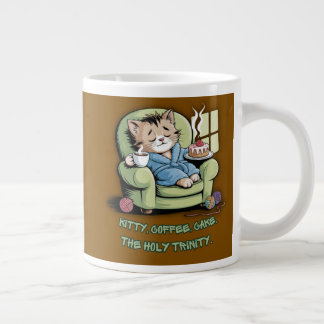 Knus Kitten met Koffie en Cake – Grappige Kat Extra Grote Beker