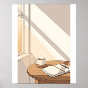 Knus Koffie Ochtend Raam Licht Tijd Poster