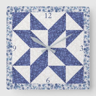 Knus Landelijk Blauw Wit Calico Nep Dekensquare Vierkante Klok