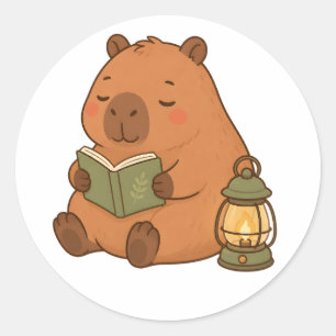 Knus Lees Capybara door Lantaarn Mooie Sticker Cad