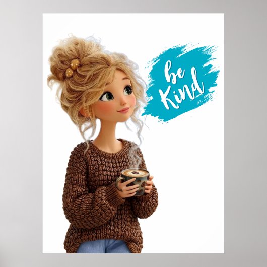 Knus Meisje in Coffee Bean Trui Poster (Voorkant)