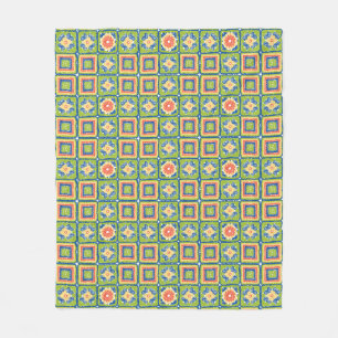 Knus Modern Retro Groen Granny Square Fleece Deken