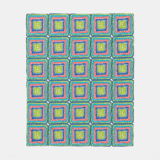 Knus modern retro limoenblauwe Granny Square Fleece Deken